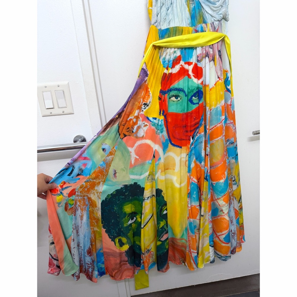 Alice + Olivia x Kidsuper Milan Asymmetric Maxi Dress Gown Colms Painting 8 - Picture 12 of 16